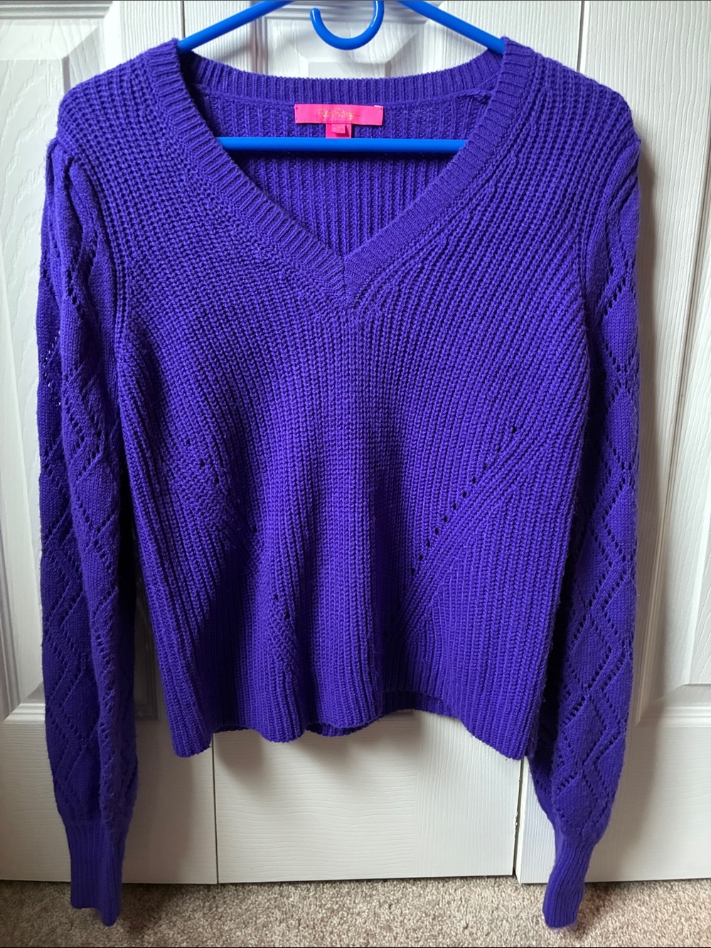 Lilly Pulitzer Vibrant Purple V-Neck Knit Sweater